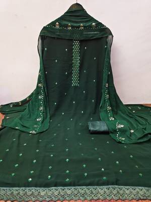 Manvaa women's green sequence georgette dressaterial 3
