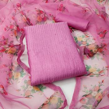 Manvaa women's baby pink sequence gadwal cotton dressaterial 1