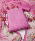 Manvaa women's baby pink unstitched sequence gadwal cotton dressaterial 