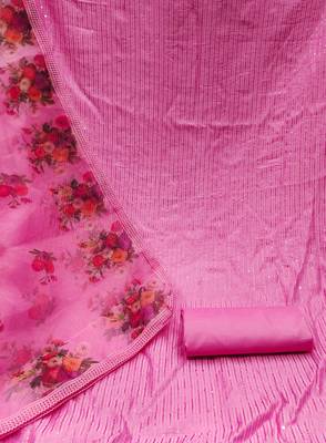 Manvaa women's baby pink sequence gadwal cotton dressaterial 2