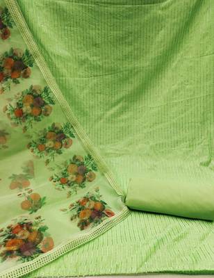 Manvaa women's light green sequence gadwal cotton dressaterial 2