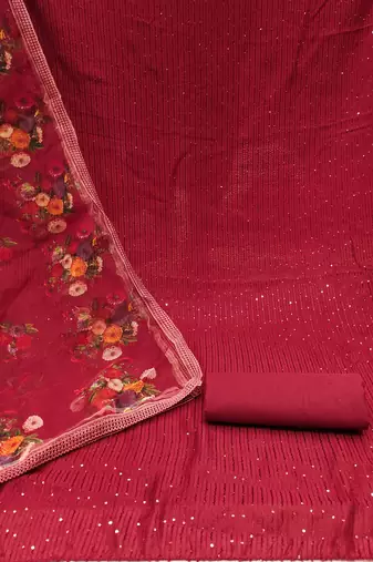 Manvaa women'saroon sequence gadwal cotton dressaterial