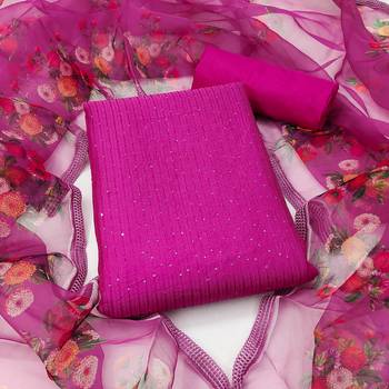 Manvaa women's pink sequence gadwal cotton dressaterial 1