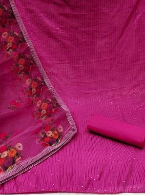 Manvaa women's pink sequence gadwal cotton dressaterial 2