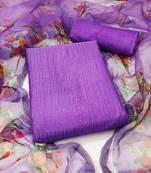 Manvaa women's purple unstitched sequence gadwal cotton dressaterial