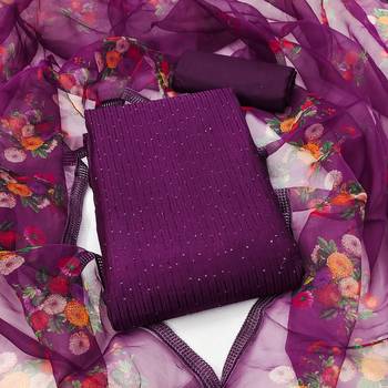 Manvaa women's voilet sequence gadwal cotton dressaterial 1