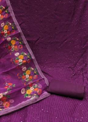 Manvaa women's voilet sequence gadwal cotton dressaterial 2