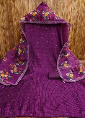Manvaa women's voilet sequence gadwal cotton dressaterial 3