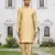 Fawn cotton silk solid kurta pyjamas for men's indian traditional ethnic wear