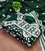 Manvaa women's green unstitched embroidered georgette dressaterial