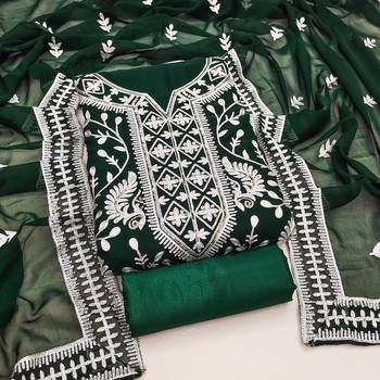 Manvaa women's green embroidered georgette dressaterial 4