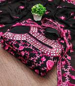 Manvaa women's pink unstitched embroidered georgette dressaterial