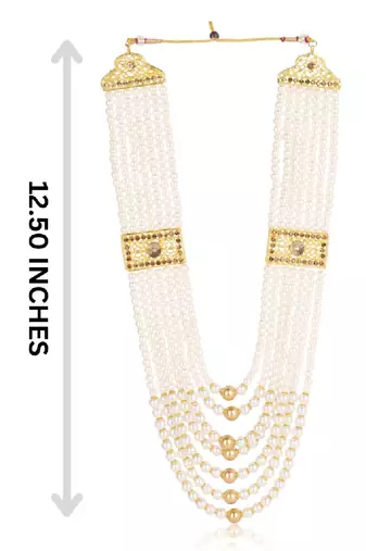   groom sherwani necklace moti mala layered for wedding | groom mala with brooch set