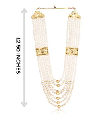   groom sherwani necklace moti mala layered for wedding | groom mala with brooch set 5