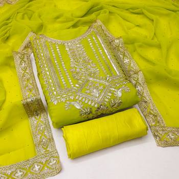 Manvaa women's light green embroidered georgette dressaterial 4