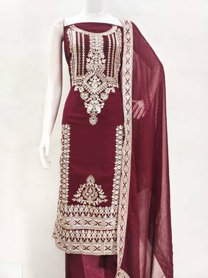 Manvaa women'saroon embroidered georgette dressaterial 2