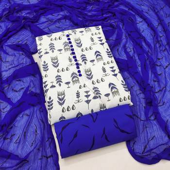 Manvaa women's cream printed slub cotton dressaterial 4