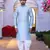 Sky blue art silk solid kurta patiala for men's indian traditional ethnic wear