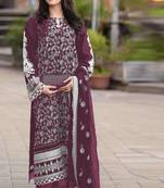 Purple embroidered faux georgette semi stitched salwar suit