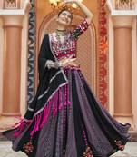 Multicoloured Rayon Threadwork Chaniya Choli