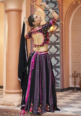 Multicoloured Rayon Threadwork Chaniya Choli 6