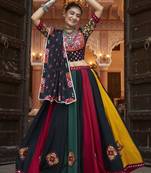 Spellbinding Multi-colored Embroidered with Mirror work Viscose Rayon Navratri Chaniya Choli For Women Latest Design