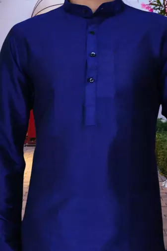 Blue art silk solid kurta pyjamas for men's indian traditional ethnic wear