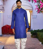 Purple cotton silk solid kurta patiala for men's indian traditional ethnic wear