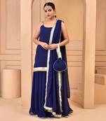 Navy blue georgette sharara set
