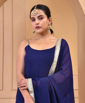 Navy blue georgette sharara set 4