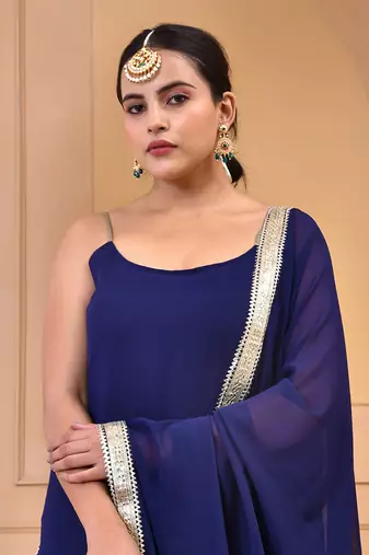 Navy blue georgette sharara set