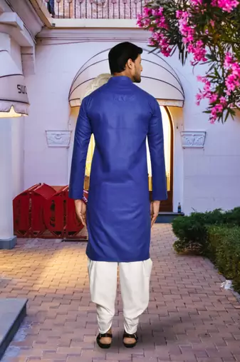 Purple cotton silk solid kurta patiala for men's indian traditional ethnic wear