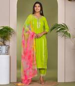 Green cotton gota patti suit set
