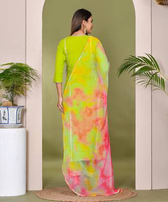 Green cotton gota patti suit set 4