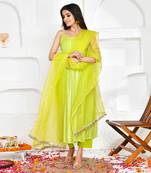Green georgette lurex suit set
