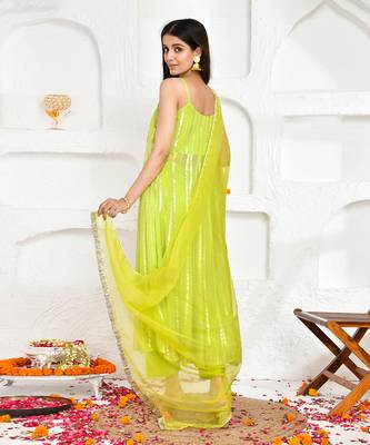 Green georgette lurex suit set 3