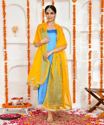 Blue satin suit set 1