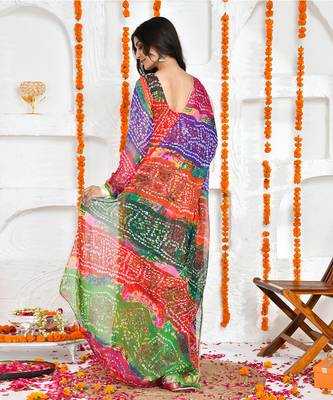 Multi colour chiffon bandhani anarkali set 4