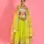 Lime Green Organza Hand Printed Lehenga Set With Blouse