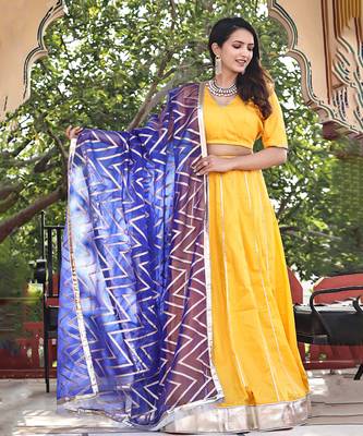 Yellow Cotton Silk Lehenga Set With Blouse 1