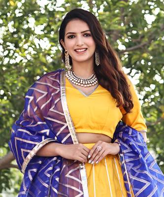 Yellow Cotton Silk Lehenga Set With Blouse 2