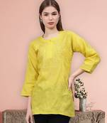 hand embroidered green cotton lucknowi chikankari top