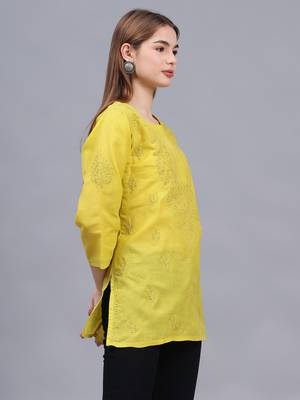 hand embroidered green cotton lucknowi chikankari top 2