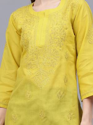 hand embroidered green cotton lucknowi chikankari top 3