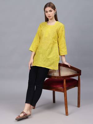 hand embroidered green cotton lucknowi chikankari top 4