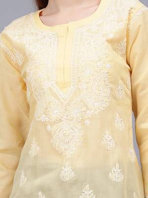 hand embroidered beige terivoil lucknowi chikankari top 3