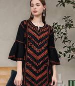 hand embroidered black cotton lucknowi chikankari top