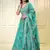 fascinating blue printed organza lehenga set choli with dupatta
