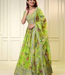  neon sequins organza lehenga set choli with dupatta