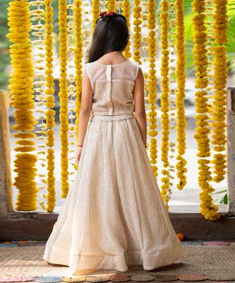 Silver sequin embroidered floral lehenga set 5